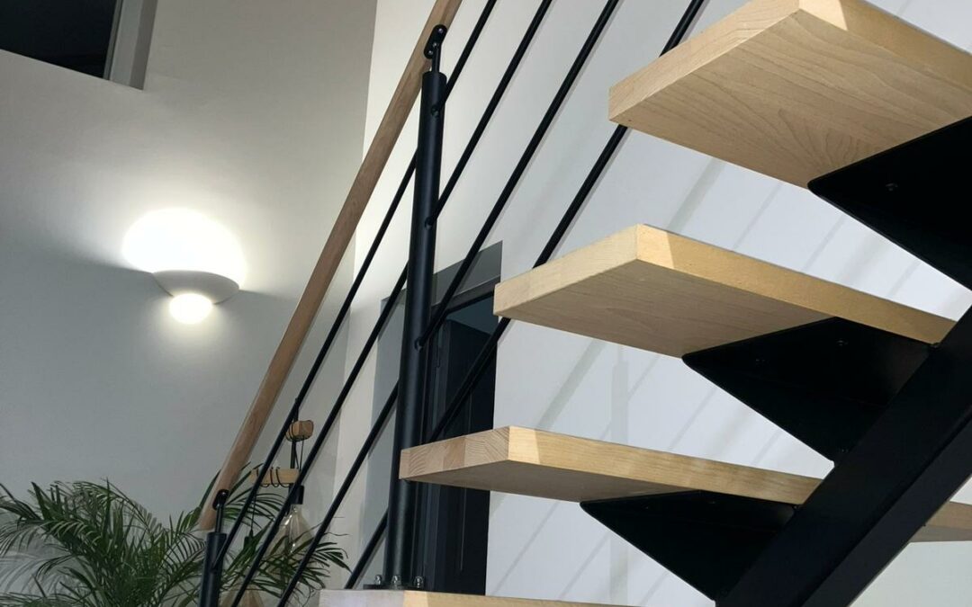 Escalier contemporain metal et bois 2 - LAIZ