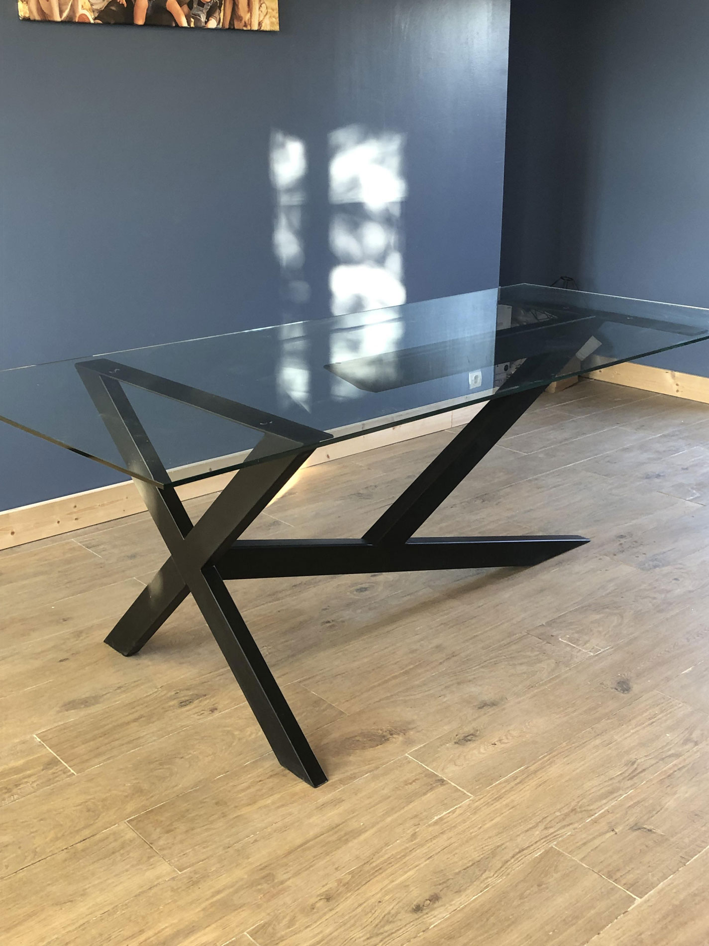 Table metal et verre contemporaine 1